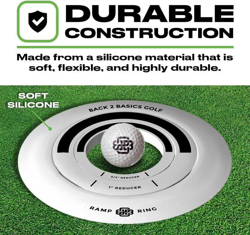 BACK 2 BASICS GOLF Putting Rings 3-Piece Set, Golf Tool for Putting Practice Indoor and Outdoor, Ramp Ring & Hole Reducers for Precision Training, Accuracy Drills at Home, Office & Backyard Setups - Image 5